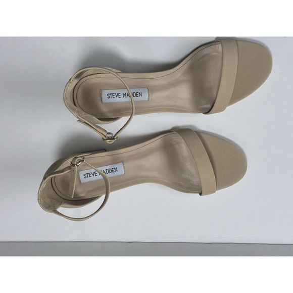 Steve Madden Irenee Sandals in Sand Nubuck Low-Block Heel Size 8.5M - Picture 8 of 9